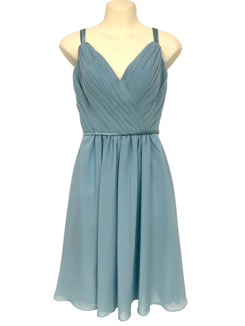 Sorella Vita Blue Chiffon Bridesmaid Dress XS Pleated V-Neck Party Prom wedding
